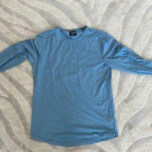 Cuts long sleeve blue curved hem Large.